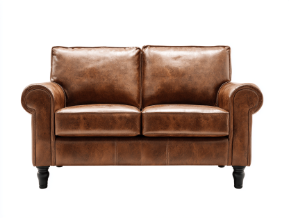Sofá de cuero genuino 2 plazas 162×87×92 cm – marrón – estilo clásico