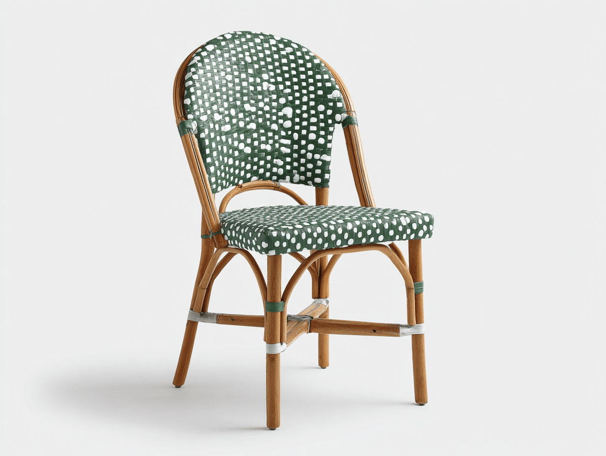 Silla de comedor de jardín ratán sintético – verde – estilo bistró clásico