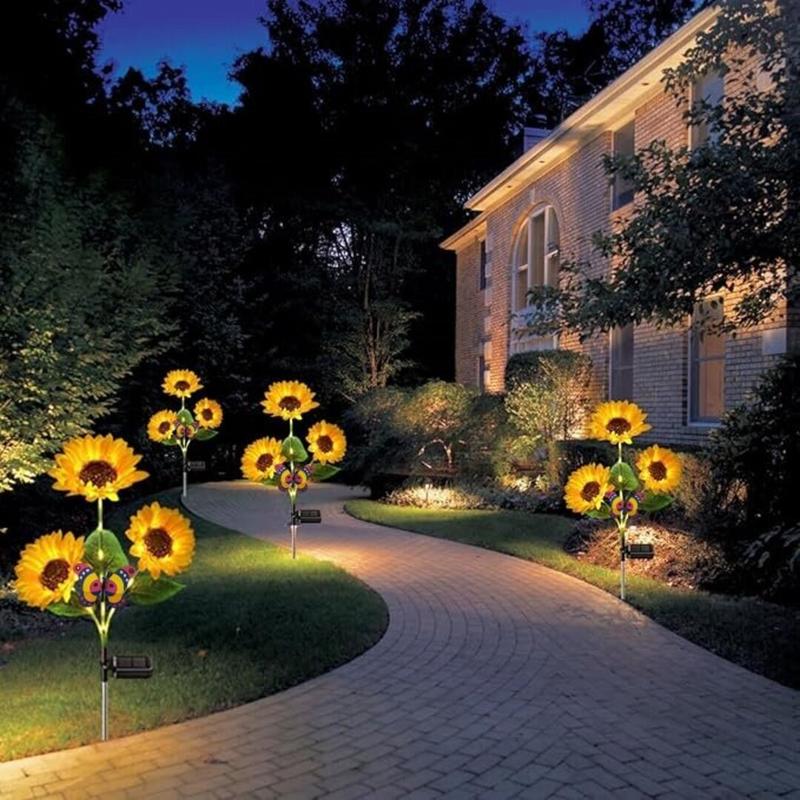 Solar LED Sunflower Garden Lights, Realistic Night Glow for Yard