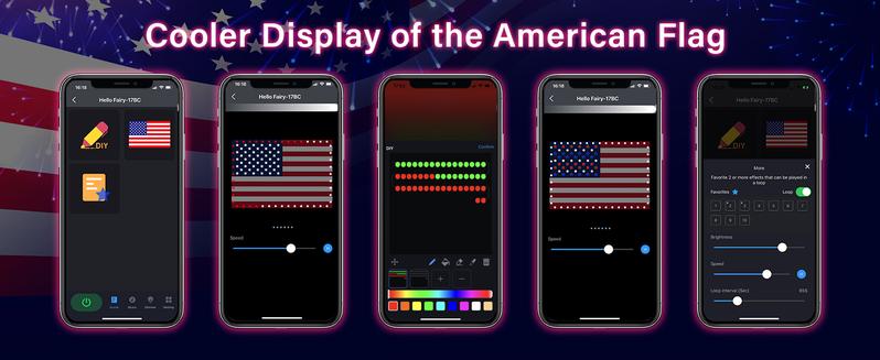 Avatar Controls Banners American Flag Lights with App & Remote Control - 3x5 FT Music Sync LED Light Up Flags for Memorial Day, Independence Day, Veterans Day Ornaments Decor