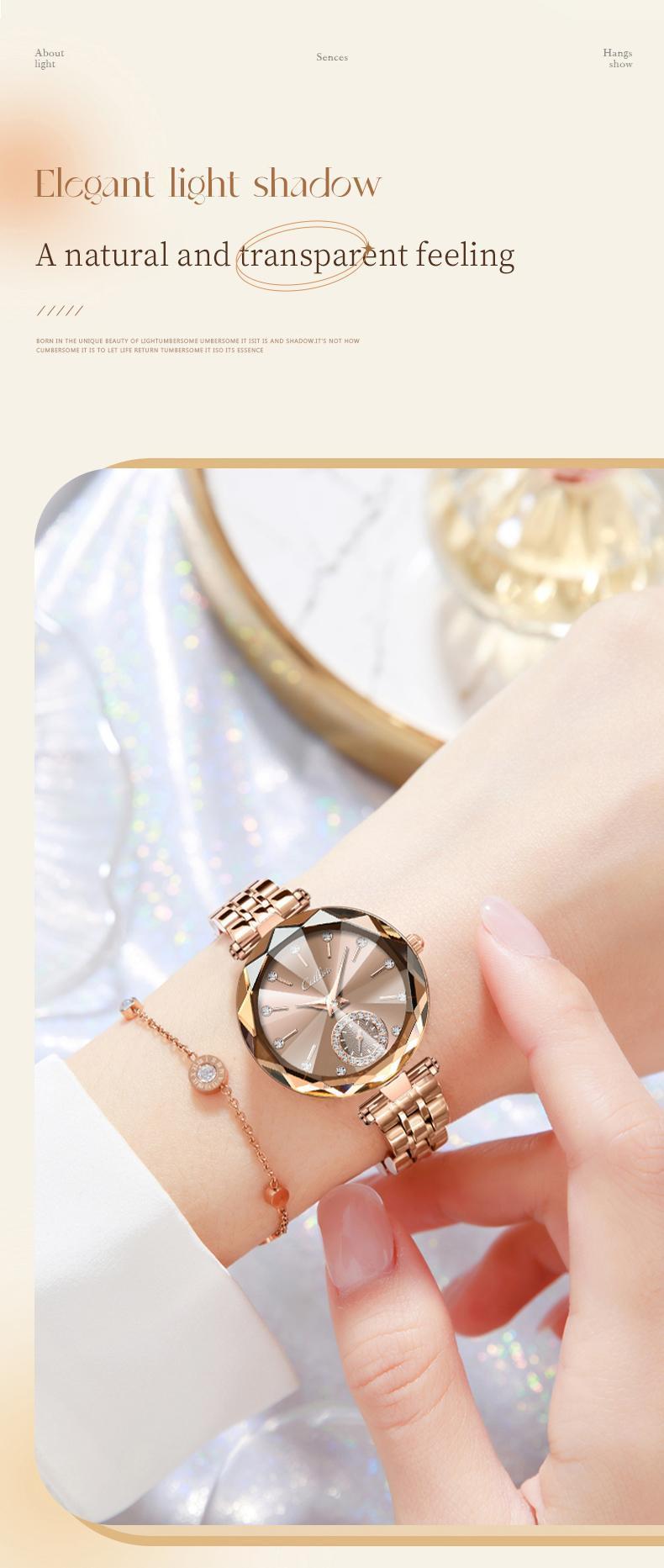Luxury Unisex Crystal Diamond Watches Rose Gold Watch Diamond Dial Easy ReadTime Watch Elegant Dress Watch Bracelet Waterproof Watch