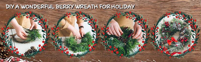 20 PCS Artificial Holly Berries &ndash; Mini 10mm Fake Berries on Wire for Christmas Tree, Wreath, Garland & DIY Holiday Crafts