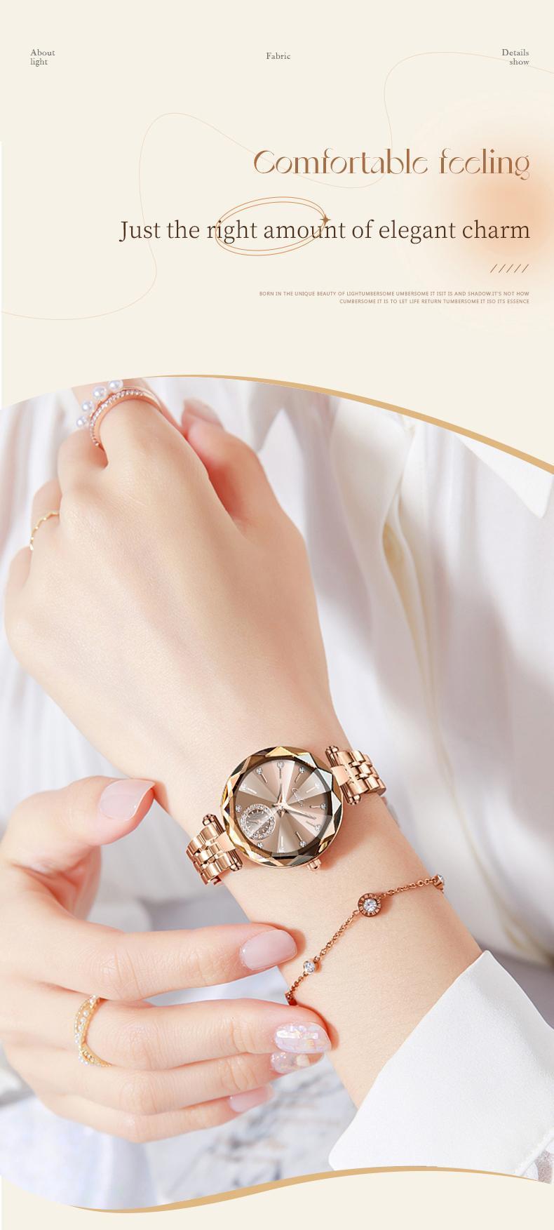 Luxury Unisex Crystal Diamond Watches Rose Gold Watch Diamond Dial Easy ReadTime Watch Elegant Dress Watch Bracelet Waterproof Watch