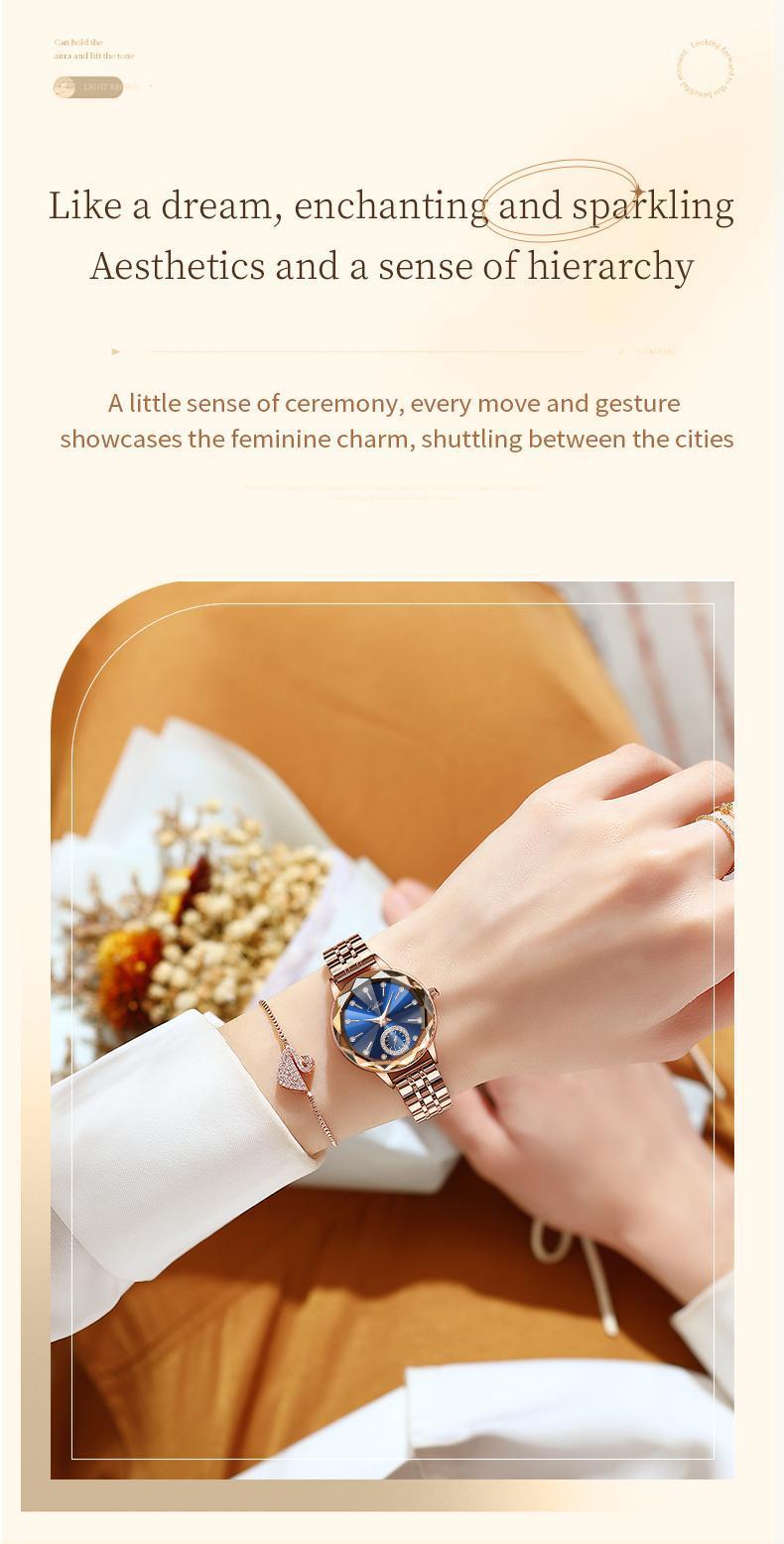 Luxury Unisex Crystal Diamond Watches Rose Gold Watch Diamond Dial Easy ReadTime Watch Elegant Dress Watch Bracelet Waterproof Watch