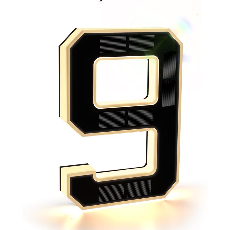 Solar Lighted House Numbers 9 Inch Waterproof LED Address Signs,DIY personalisation.Modern Farmhouse Illuminated Sign Light