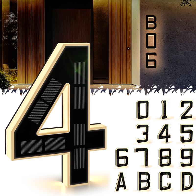 Solar Lighted House Numbers 9 Inch Waterproof LED Address Signs,DIY personalisation.Modern Farmhouse Illuminated Sign Light