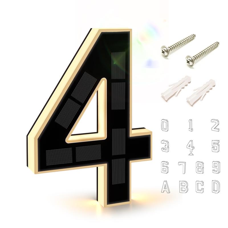 Solar Lighted House Numbers 9 Inch Waterproof LED Address Signs,DIY personalisation.Modern Farmhouse Illuminated Sign Light