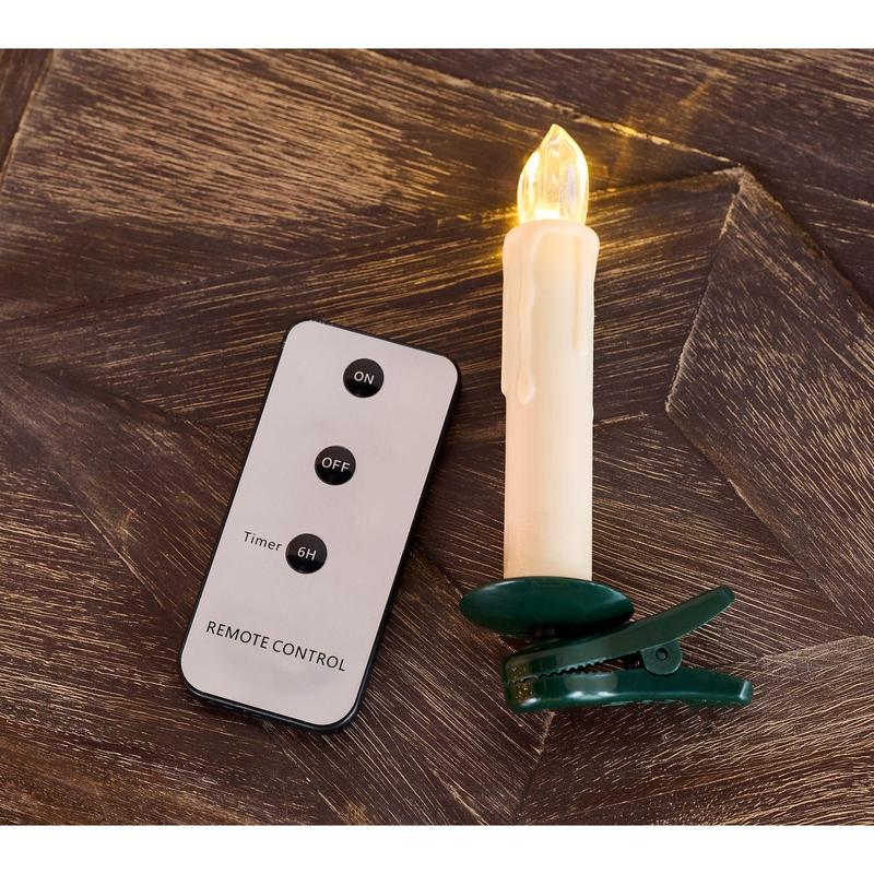 Set of 10 Clip-On Ivory Candles
