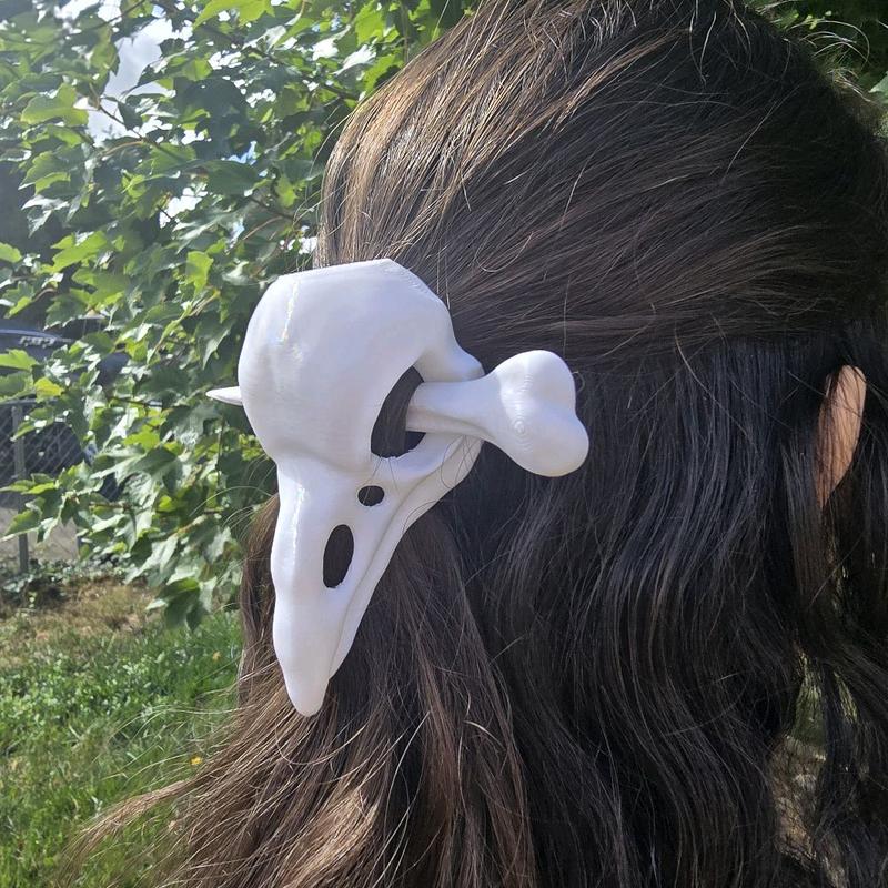 Skull and Bone Hair Pin Dragons Cats and Ravens 3D Printed Unique Design Regular Mini Sizes for Spooky Styling