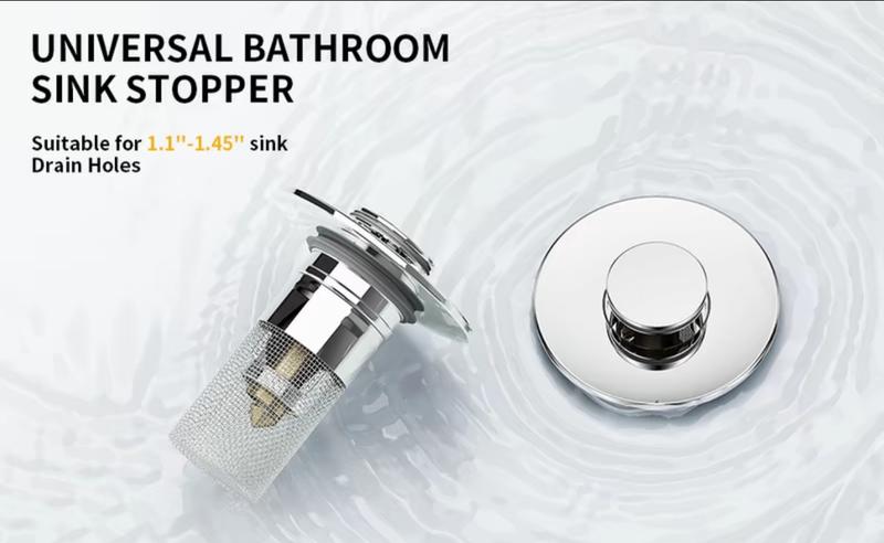 Bathroom Sink Stopper Hair Catcher, Universal Pop Up Sink Drain Filter with Stainless Steel Filter Basket, Bathroom Sink Drain Strainer