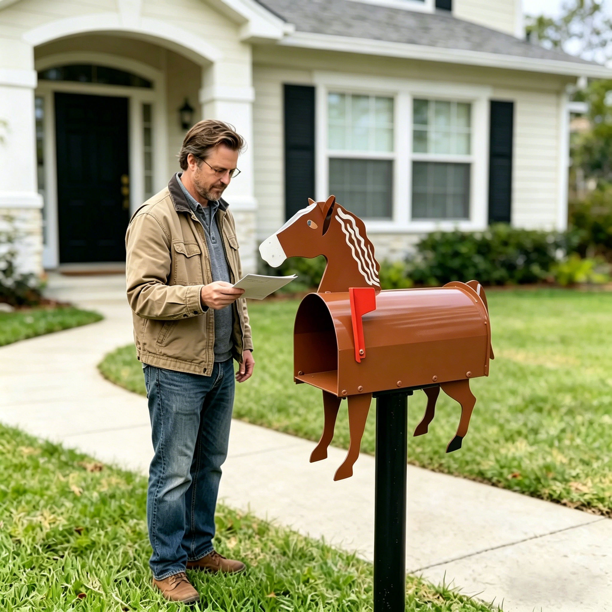 Horse Iron Mailbox Post