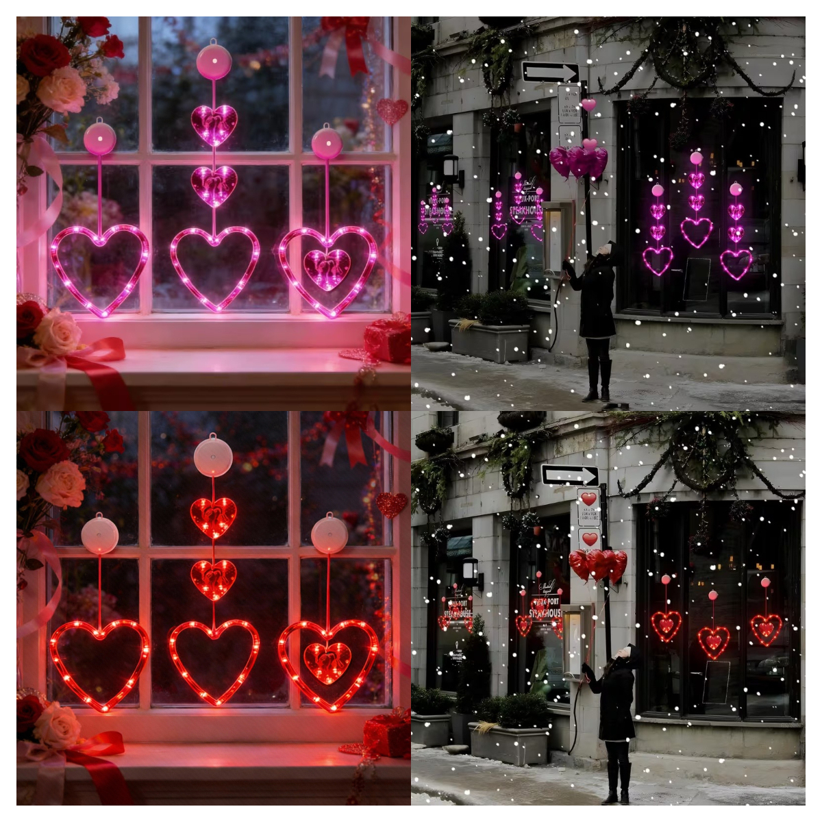  LED Heart Window Hanging Lights – Romantic Valentine Decoration