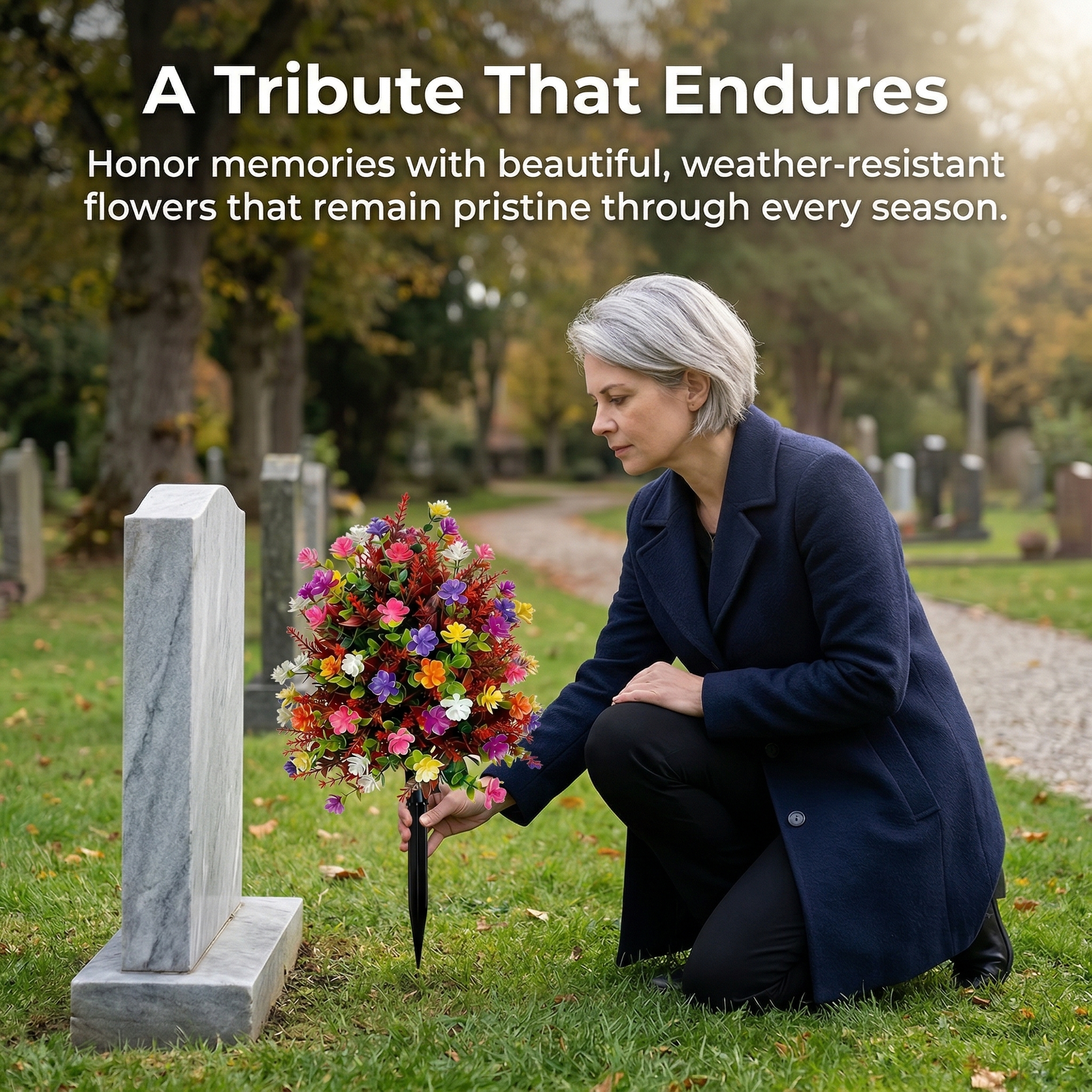 Outdoor Artificial Flower with Ground Stake 