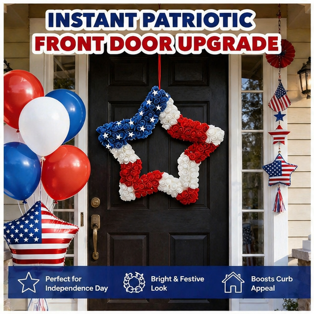 Independence Day Five-Pointed Star Artificial Flower Wreath