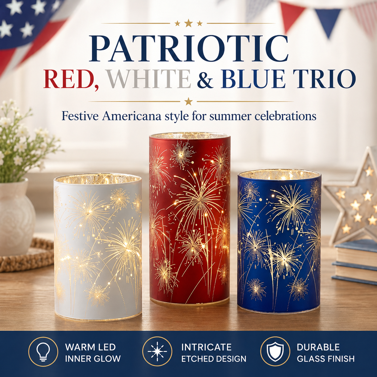 Set of 3 Celebration Firework Lanterns