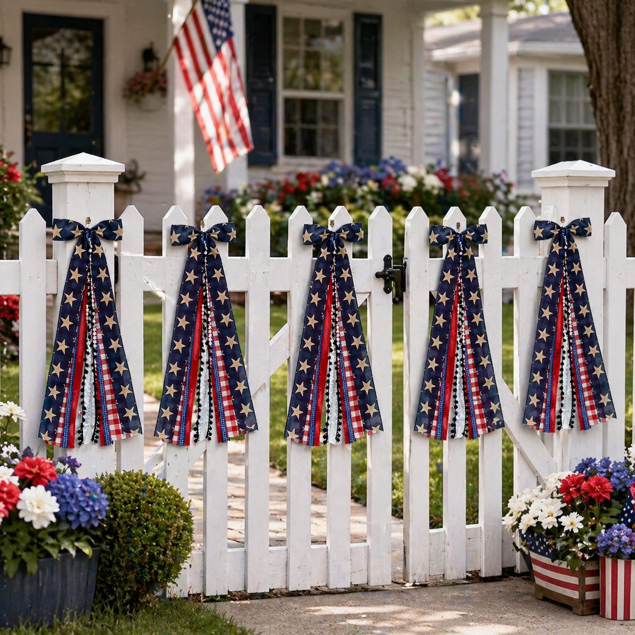 8-Ribbon Americana Star Bow with Metal Clip