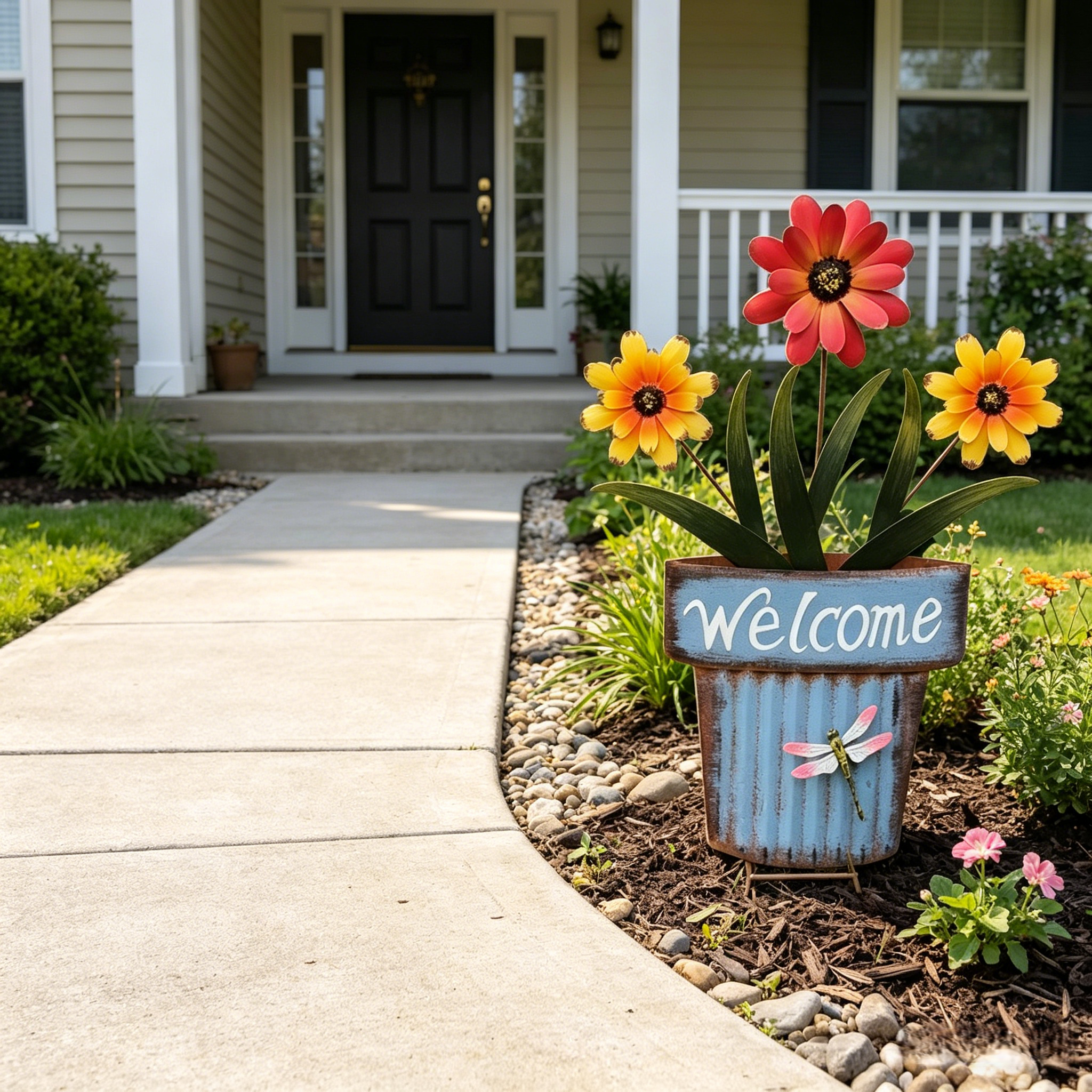 Corrugated Cardboard Metal Planters for Garden Decor: Hanging or Standing for Outdoor Use