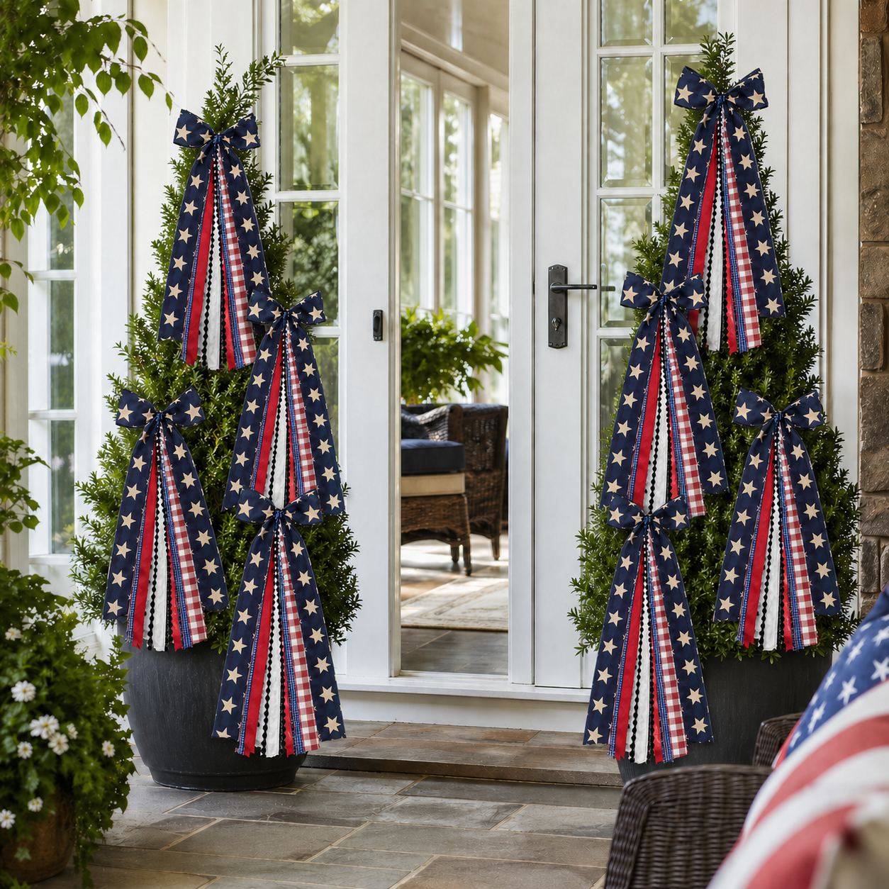 8-Ribbon Americana Star Bow with Metal Clip
