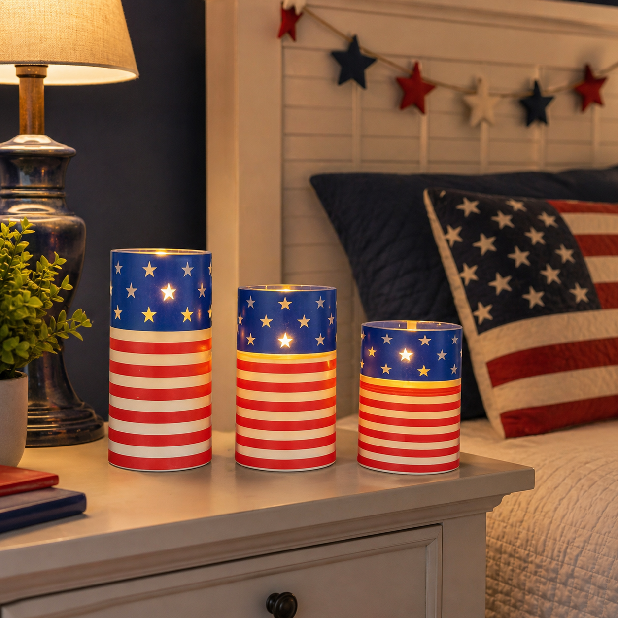 3-piece set of 4th of July flameless LED candles