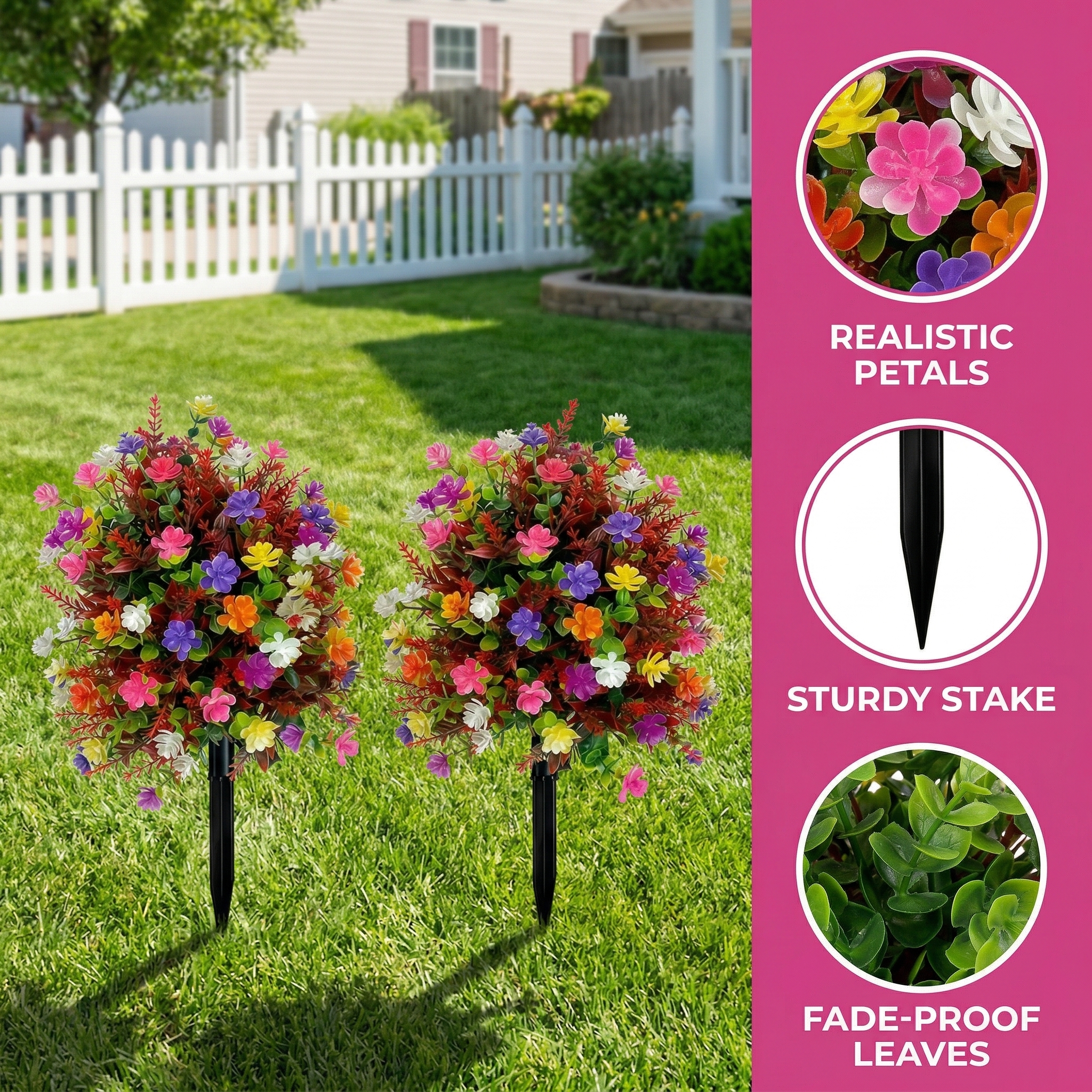 Outdoor Artificial Flower with Ground Stake 