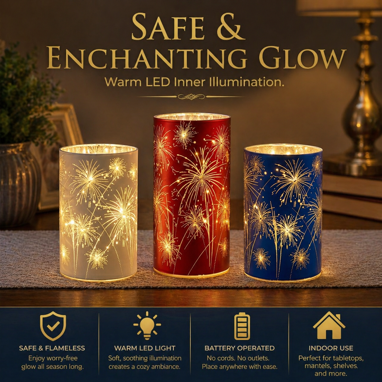 Set of 3 Celebration Firework Lanterns