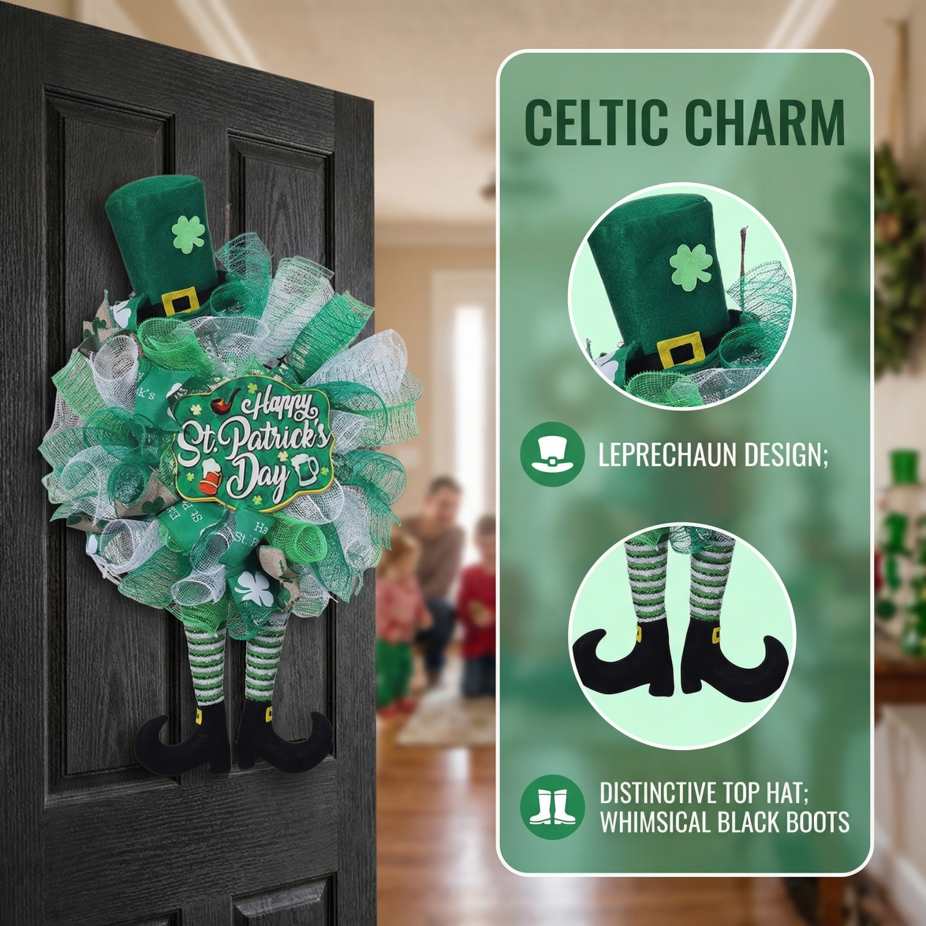 St. Patrick’s Day Leprechaun Wreath Doll Hanging Decor