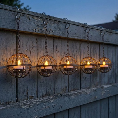 Solar Hanging Tea Light Lantern, Outdoor Waterproof Hanging Lantern
