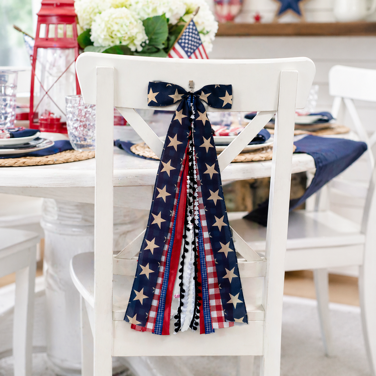 8-Ribbon Americana Star Bow with Metal Clip