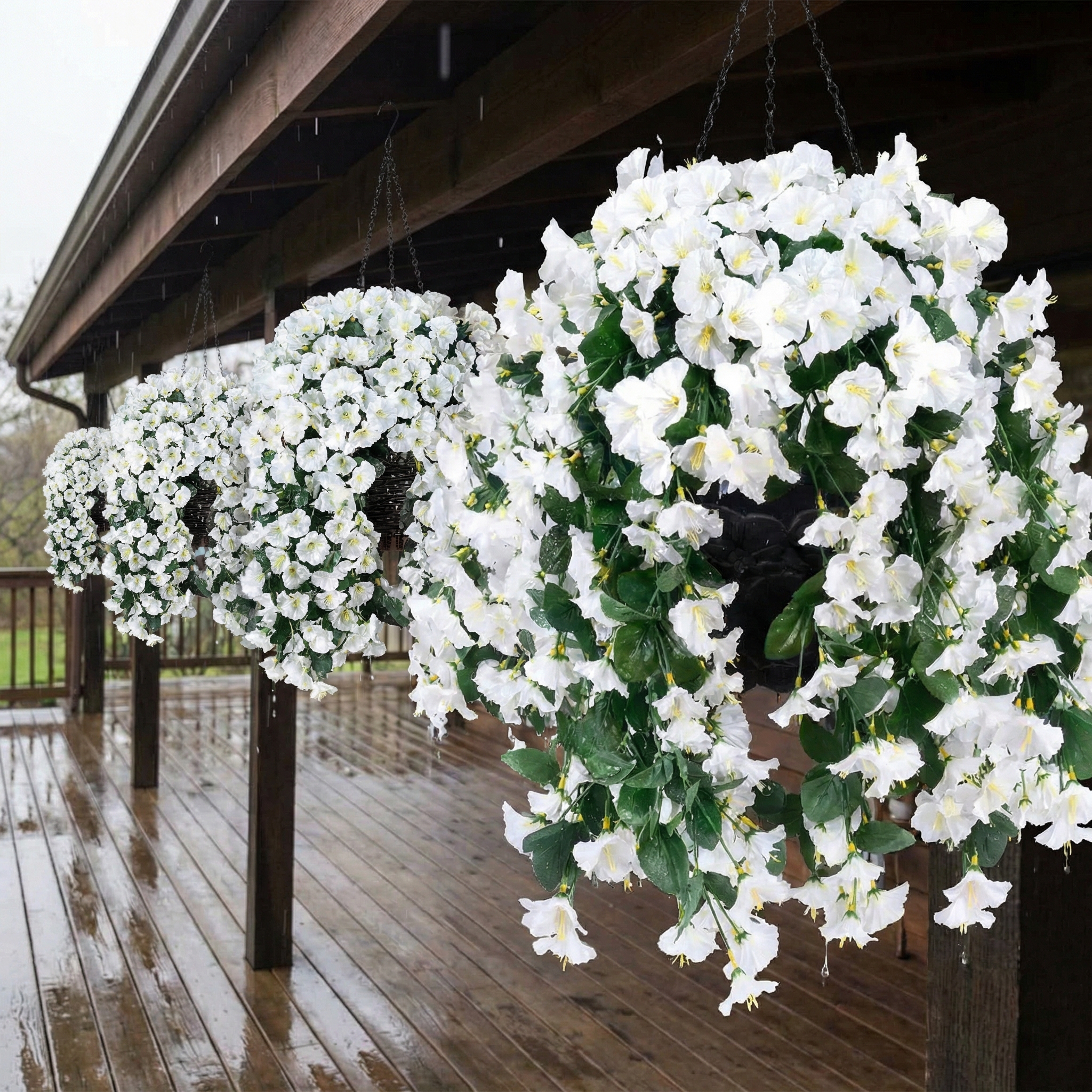 Artificial Faux Hanging Flowers Plants - UV resistant, Waterproof, Windproof , No watering , No wilting 