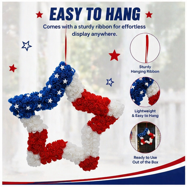 Independence Day Five-Pointed Star Artificial Flower Wreath