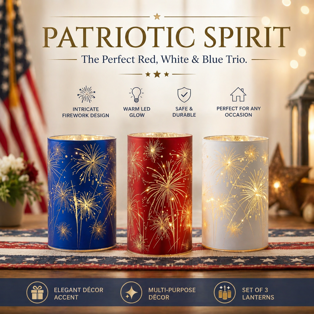Set of 3 Celebration Firework Lanterns