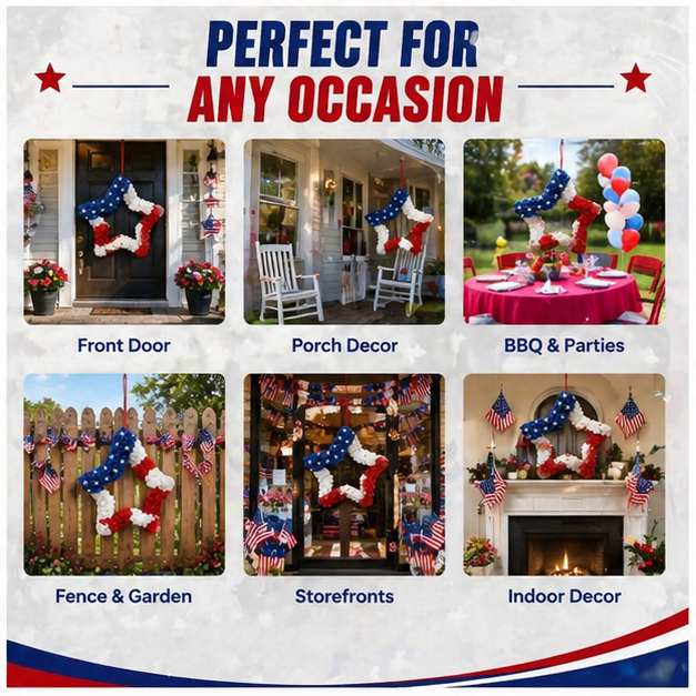 Independence Day Five-Pointed Star Artificial Flower Wreath
