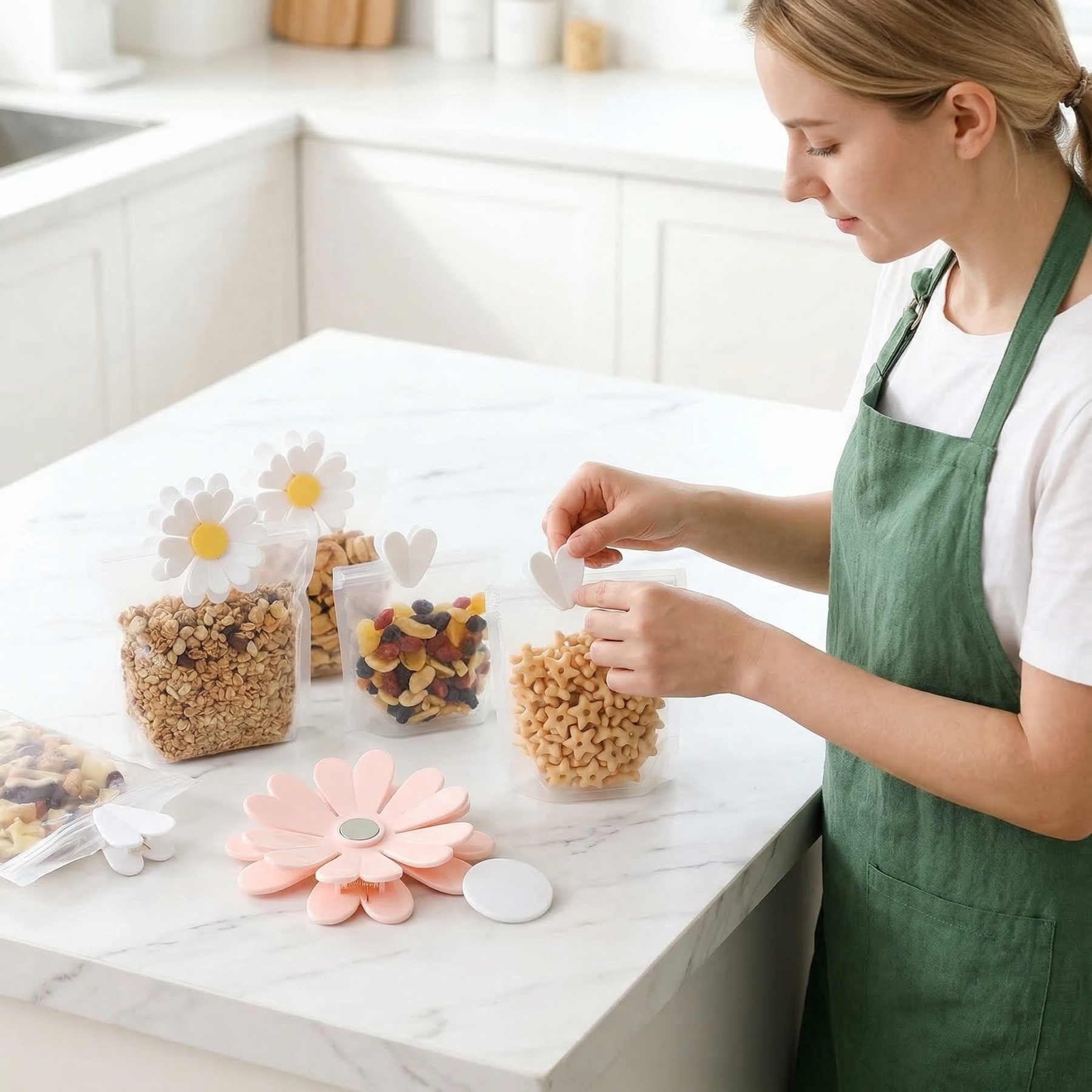 2-in-1 Daisy Magnetic Food Bag Clips – Detachable Flower Clips (2-Pack)