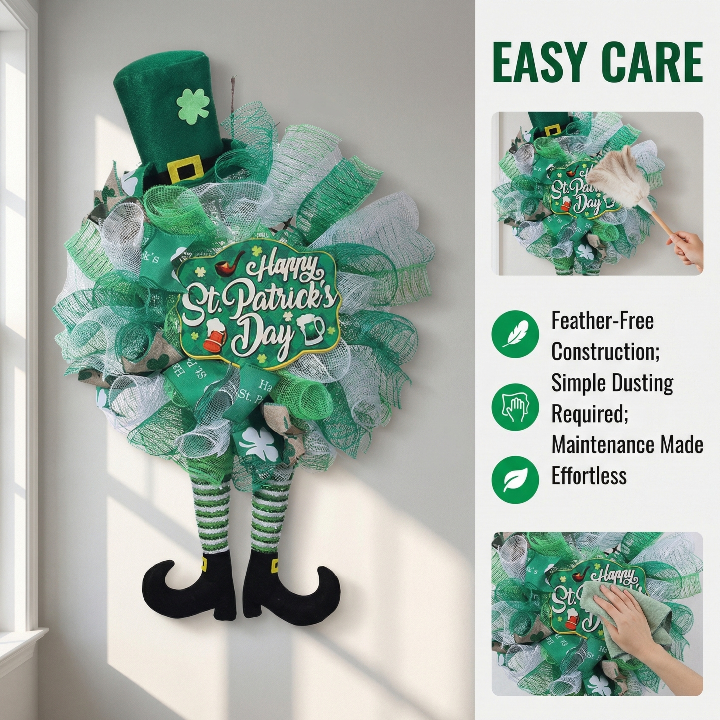St. Patrick’s Day Leprechaun Wreath Doll Hanging Decor