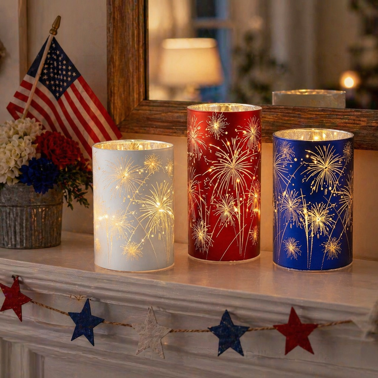 Set of 3 Celebration Firework Lanterns