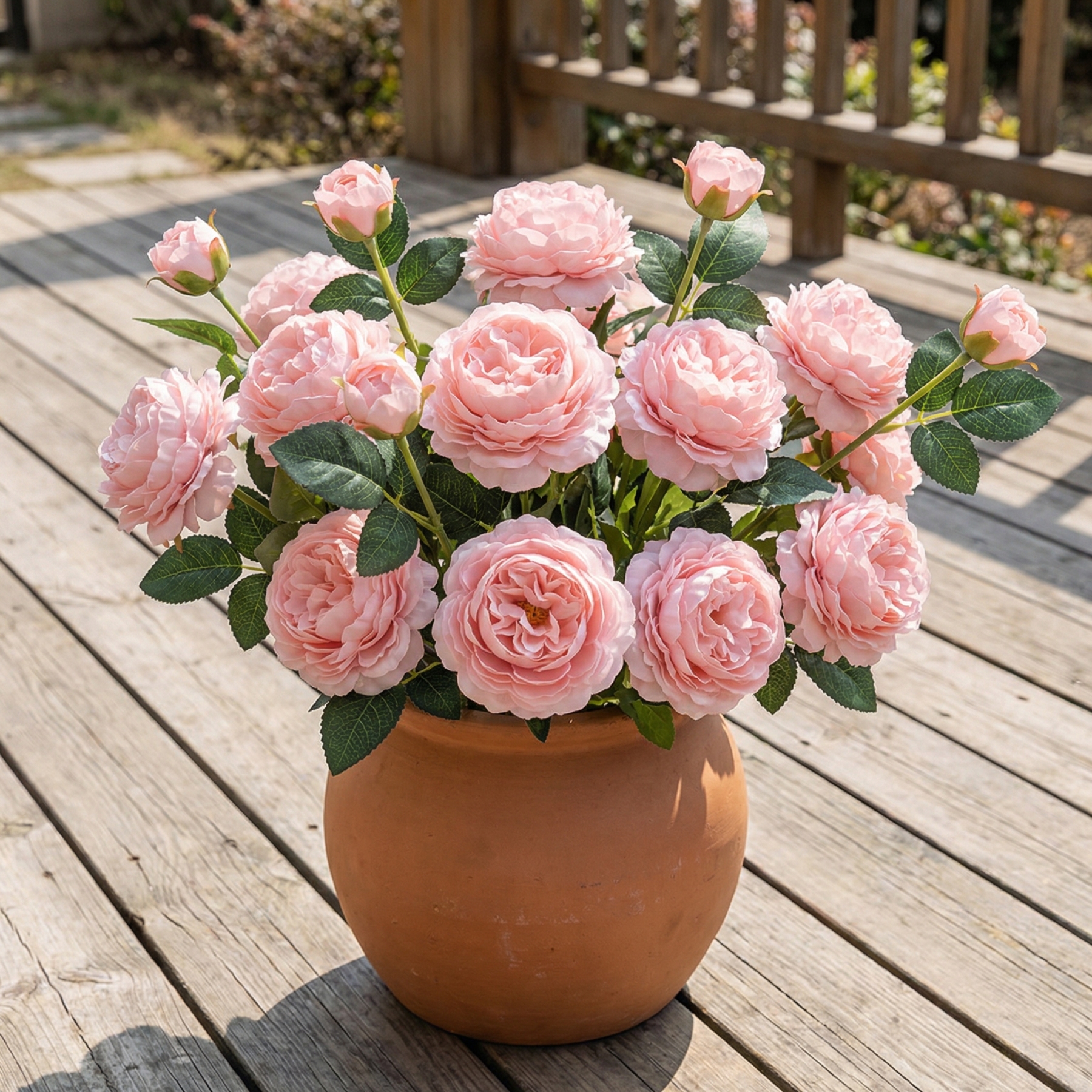 Set of 5 Real Touch 3-Head Peony Stems – Ultra Lifelike Full Bloom Artificial Flowers