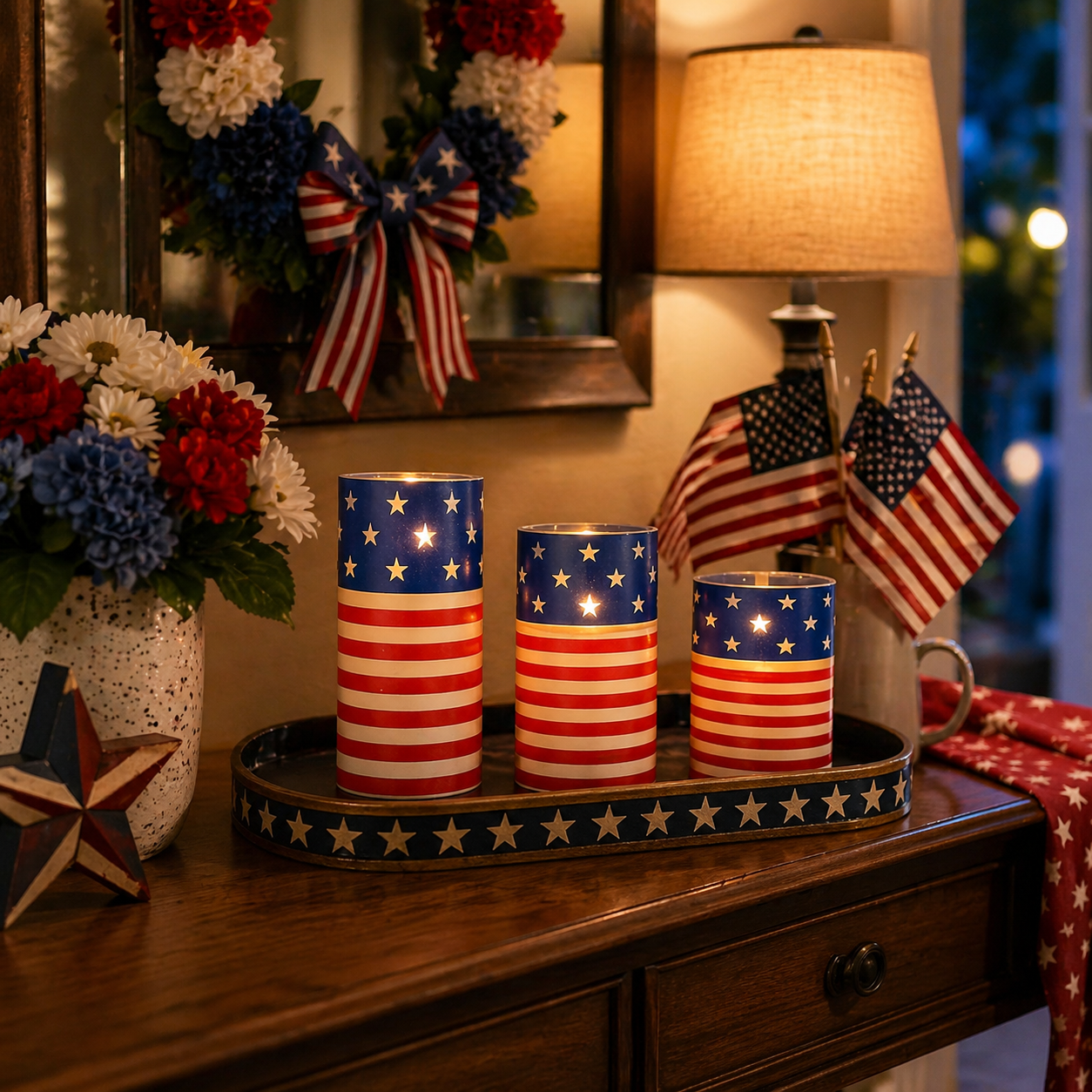 3-piece set of 4th of July flameless LED candles
