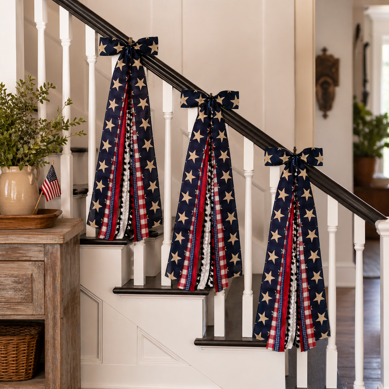 8-Ribbon Americana Star Bow with Metal Clip