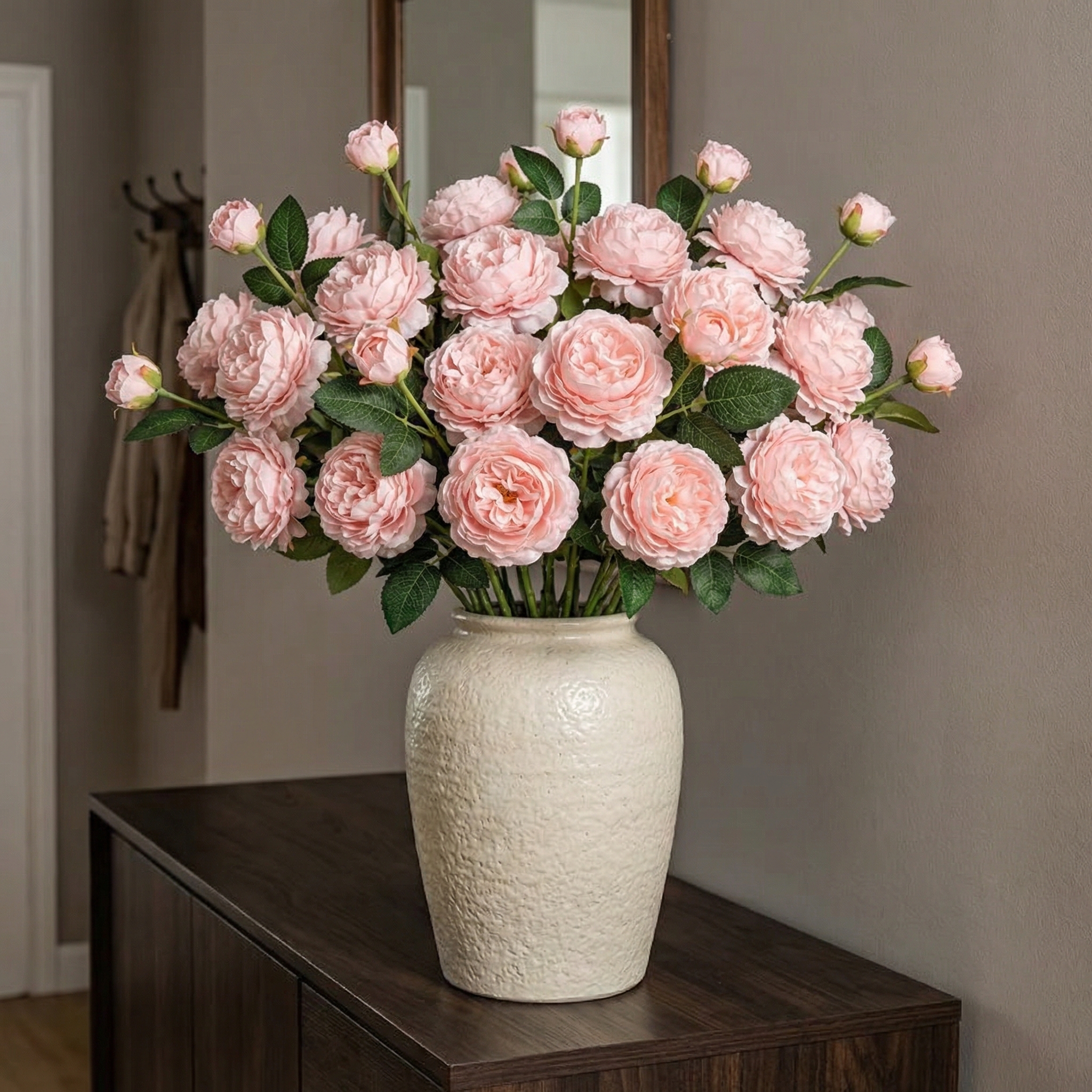 Set of 5 Real Touch 3-Head Peony Stems – Ultra Lifelike Full Bloom Artificial Flowers