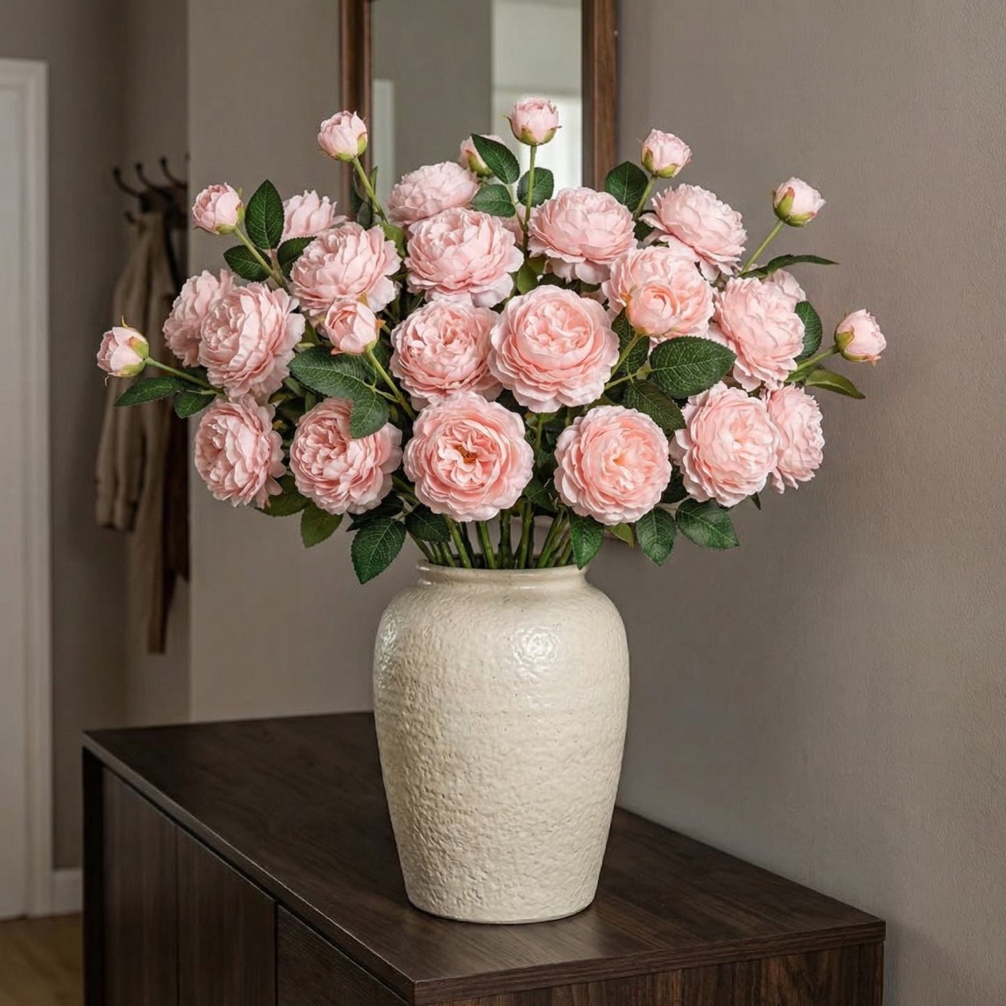 Set of 5 Real Touch 3-Head Peony Stems – Ultra Lifelike Full Bloom Artificial Flowers