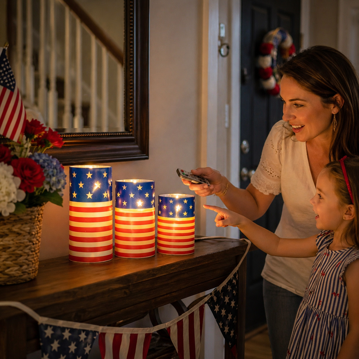 3-piece set of 4th of July flameless LED candles