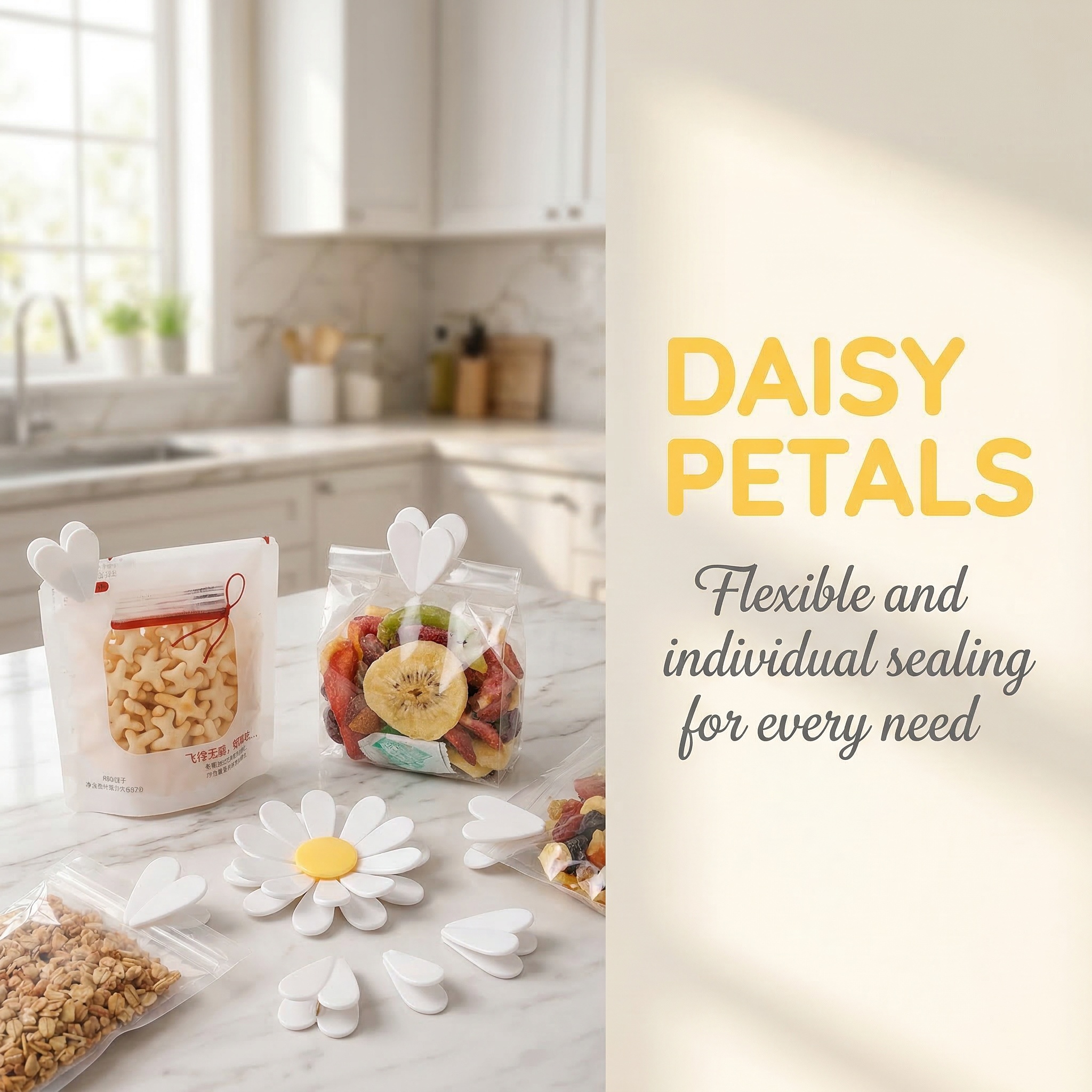 2-in-1 Daisy Magnetic Food Bag Clips – Detachable Flower Clips (2-Pack)