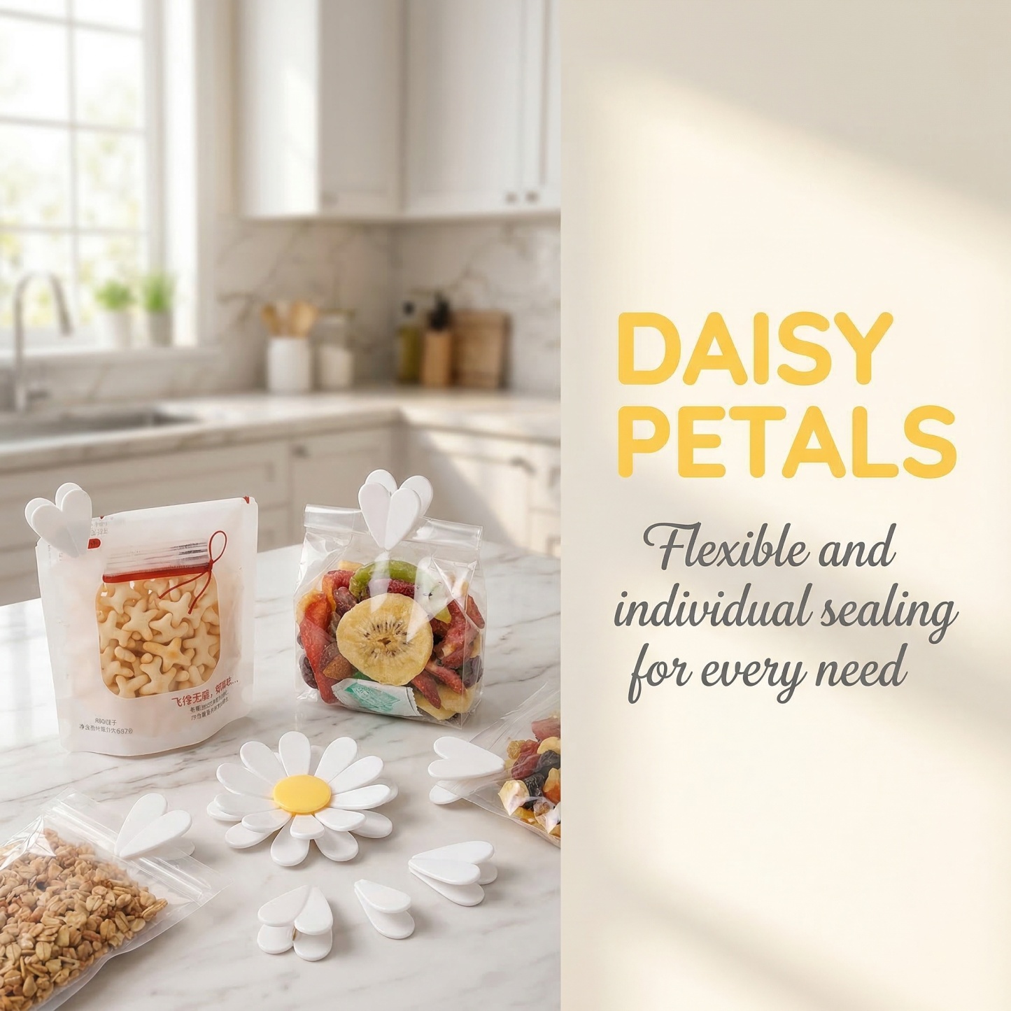 2-in-1 Daisy Magnetic Food Bag Clips – Detachable Flower Clips (2-Pack)