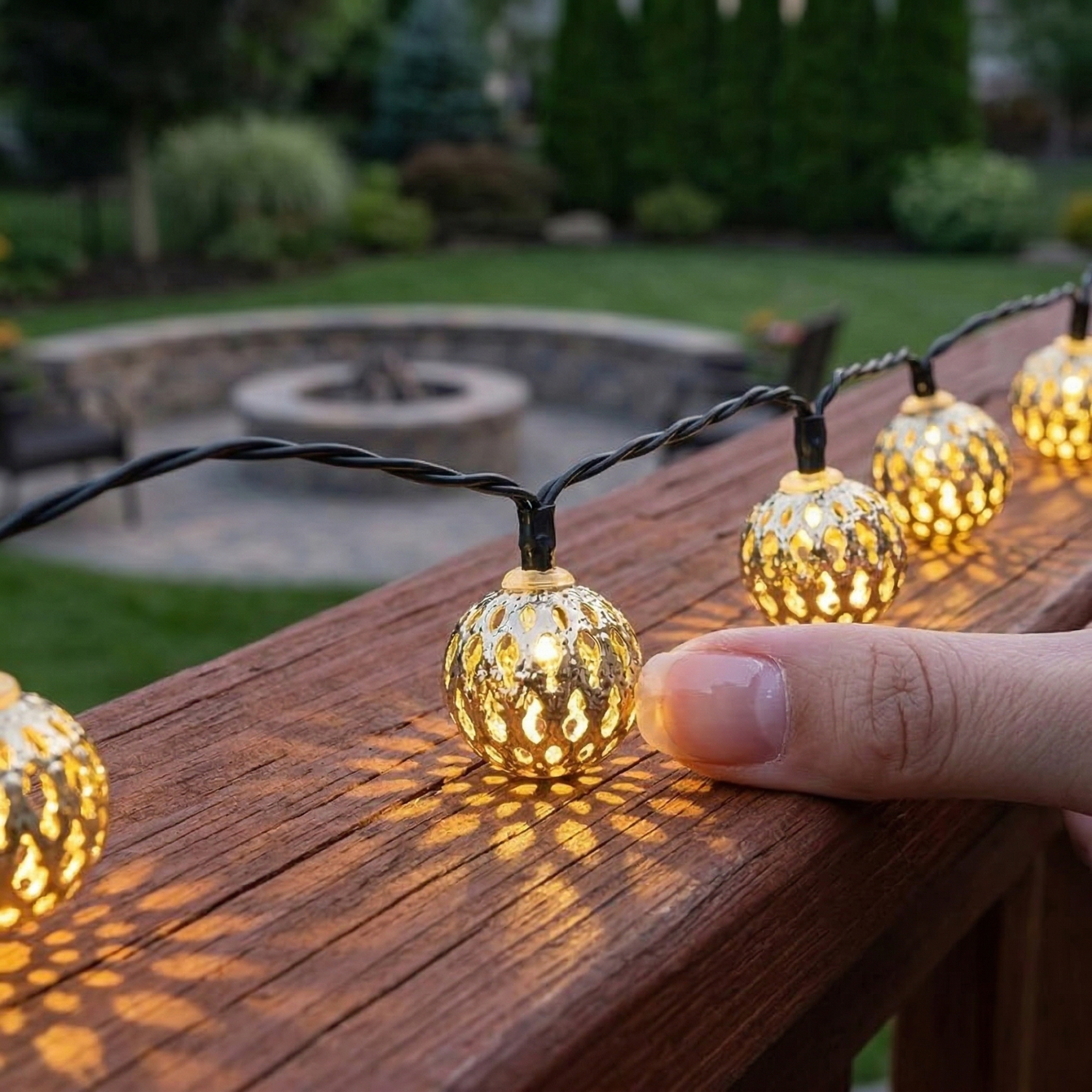Solar Gold Moroccan String Lights – 8 Lighting Modes,Waterproof ,