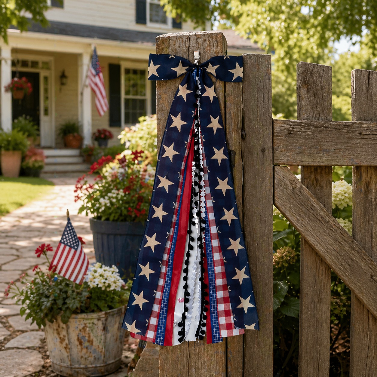 8-Ribbon Americana Star Bow with Metal Clip