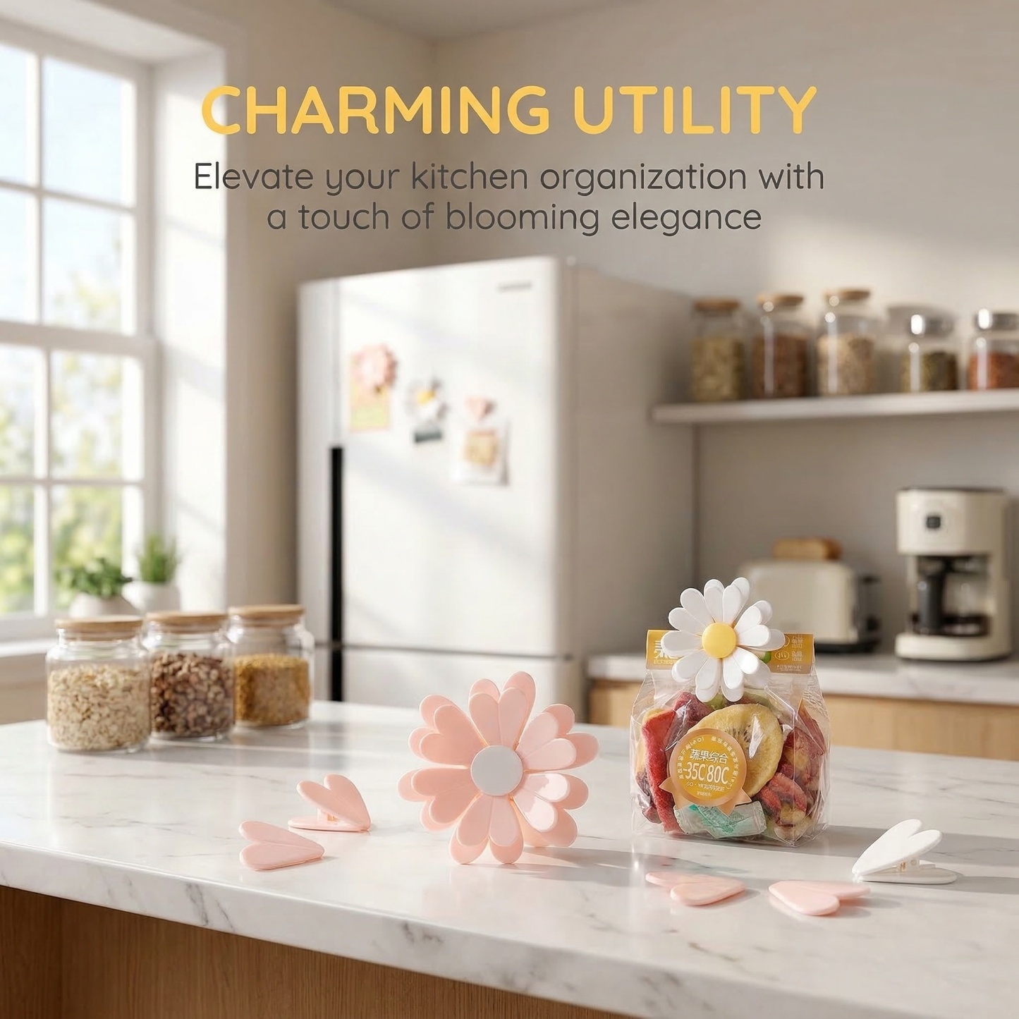 2-in-1 Daisy Magnetic Food Bag Clips – Detachable Flower Clips (2-Pack)