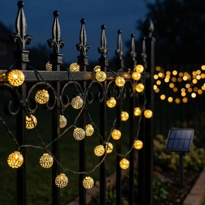 Solar Gold Moroccan String Lights – 8 Lighting Modes,Waterproof ,