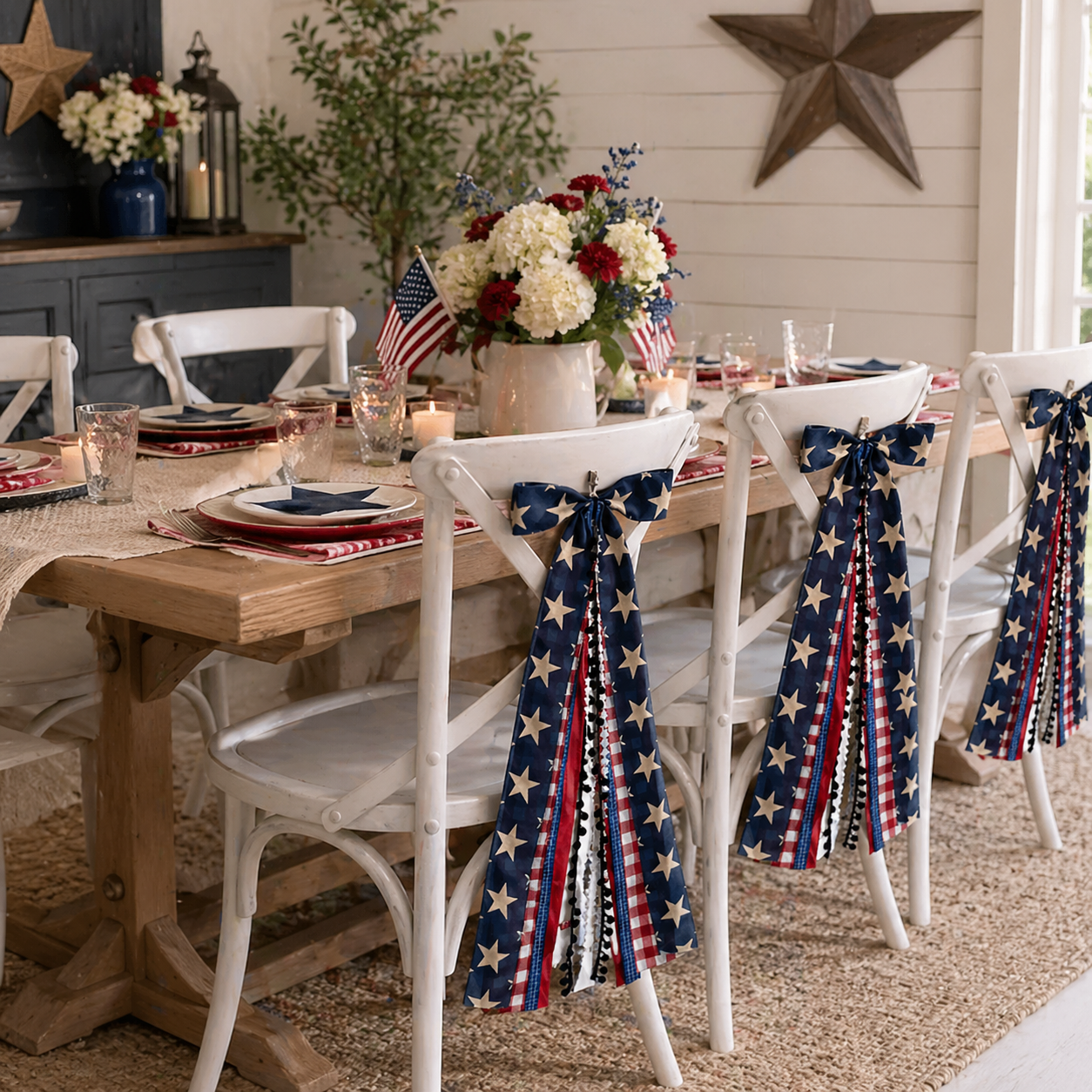 8-Ribbon Americana Star Bow with Metal Clip
