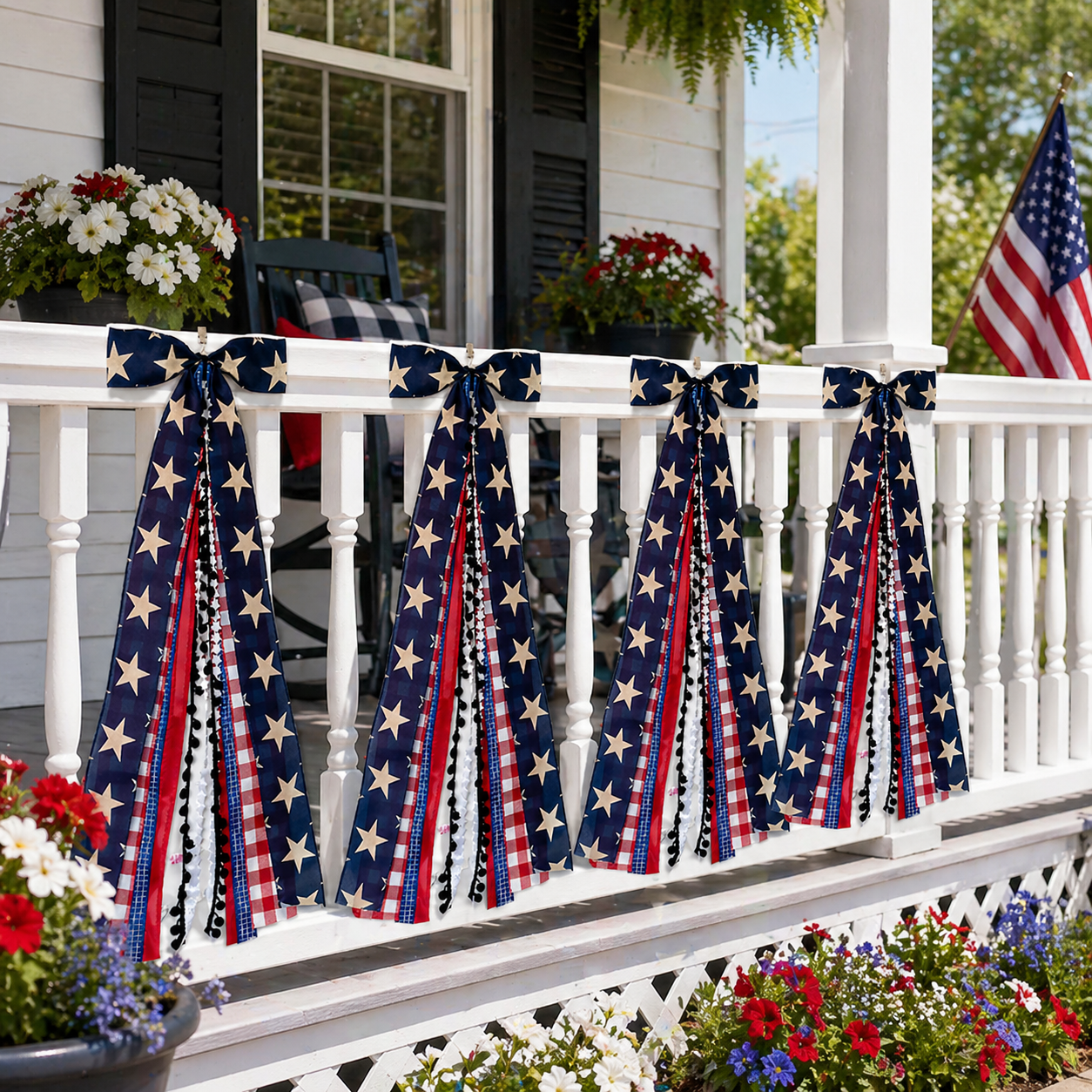 8-Ribbon Americana Star Bow with Metal Clip