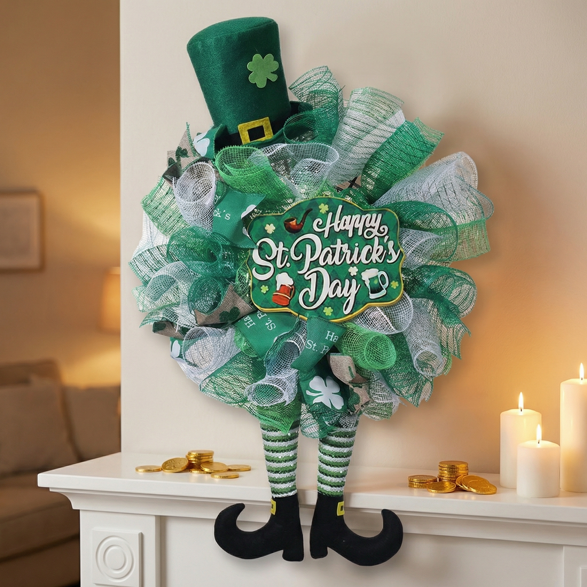 St. Patrick’s Day Leprechaun Wreath Doll Hanging Decor